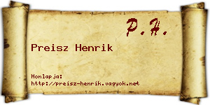Preisz Henrik névjegykártya